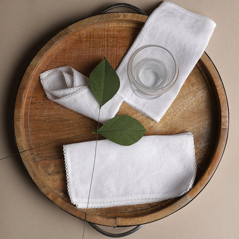 LINEN BASICS COCKTAIL NAPKINS WHITE - S/8