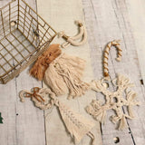 'TIS THE SEASON CHRISTMAS BASKET - 6 WHITE MACRAME ORNAMENTS + JORG BASKET