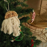 'TIS THE SEASON CHRISTMAS BASKET - 6 WHITE MACRAME ORNAMENTS + JORG BASKET