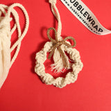 'TIS THE SEASON CHRISTMAS ORNAMENTS - 6 WHITE MACRAME ORNAMENTS