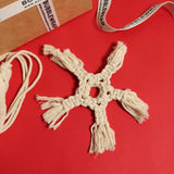 'TIS THE SEASON CHRISTMAS ORNAMENTS - 6 WHITE MACRAME ORNAMENTS